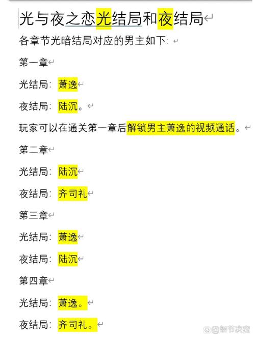 光夜对应男主结局